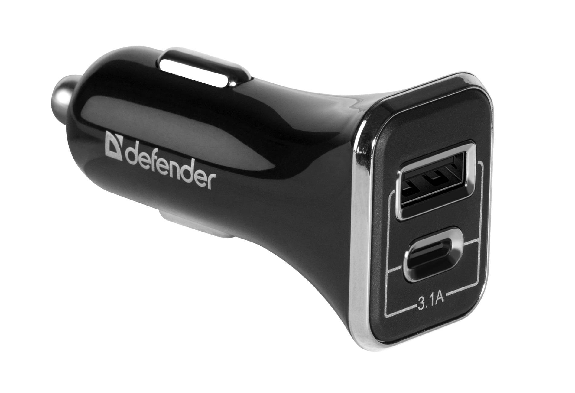 Defender Автомобильный адаптер UCC-33 USB+Type-C, 5V/3.1А, кабель