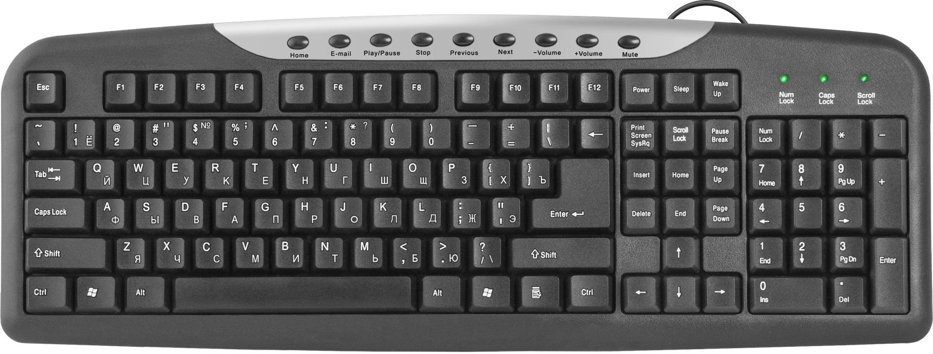 Defender Проводная клавиатура HM-830 RU, полноразмерная, 9 горячих клавиш, чёрный, USD.