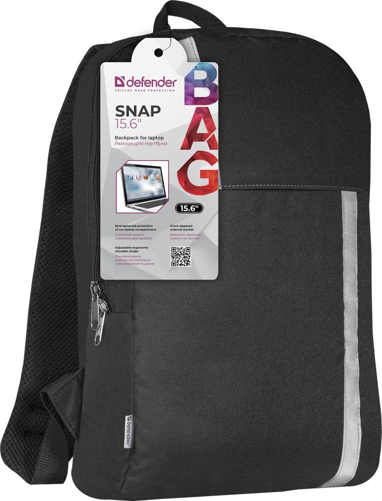 Defender Рюкзак для ноутбука Snap 15.6″ черный, карман.