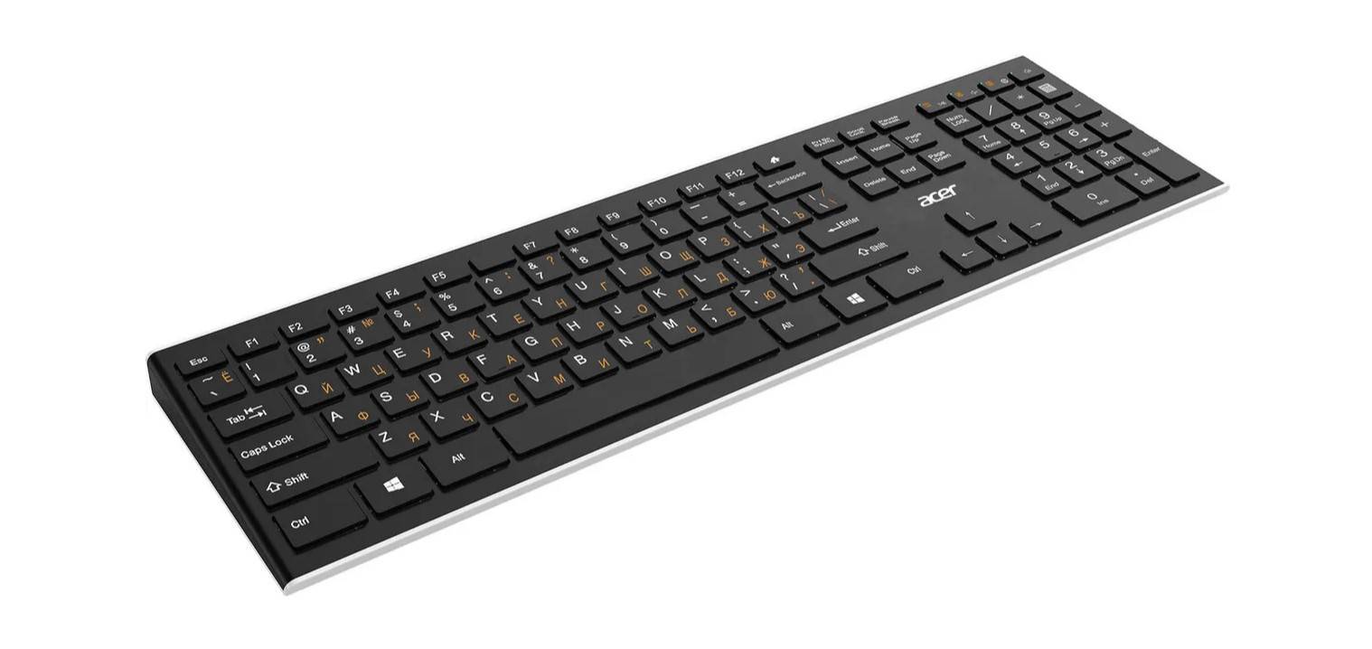 Acer Клавиатура OKR010 черный USB беспроводная Slim Multimedia