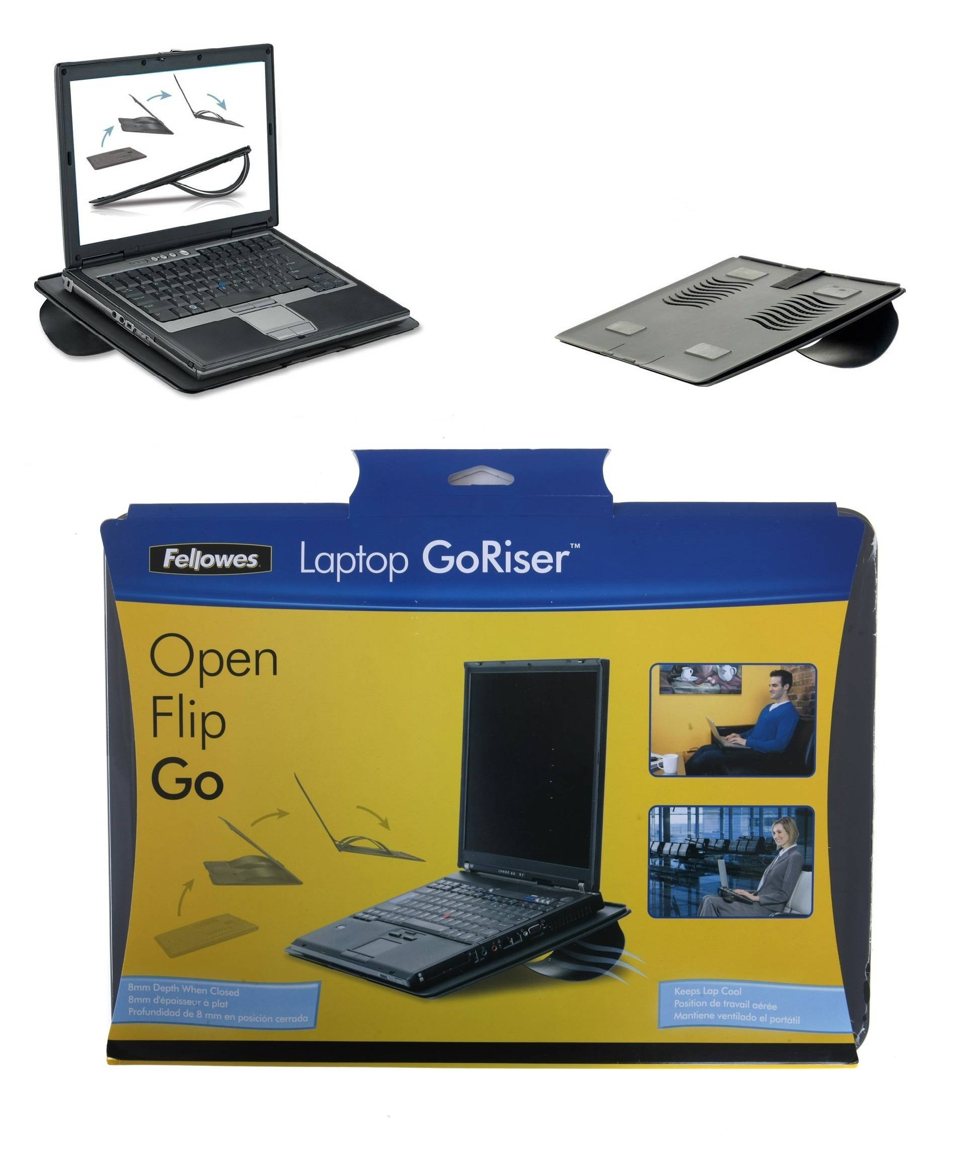 Подставка для ноутбука Fellowes® GO RISER,  для мониторов  до 17″, толщина 8 мм, черная.