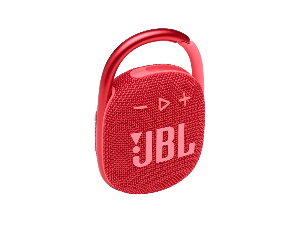 JBL Портативная колонка Clip 4 Bluetooth беспроводная музыкальная, с защитой от воды, красная.