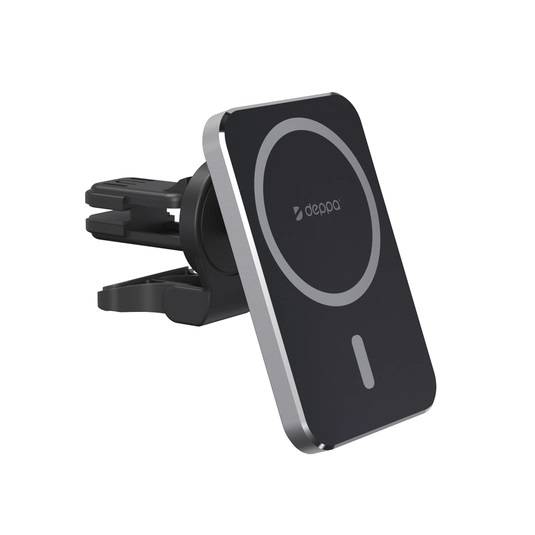Deppa Автомобильный держатель Mage Safe Qi для IPhone, магнитный, черный.