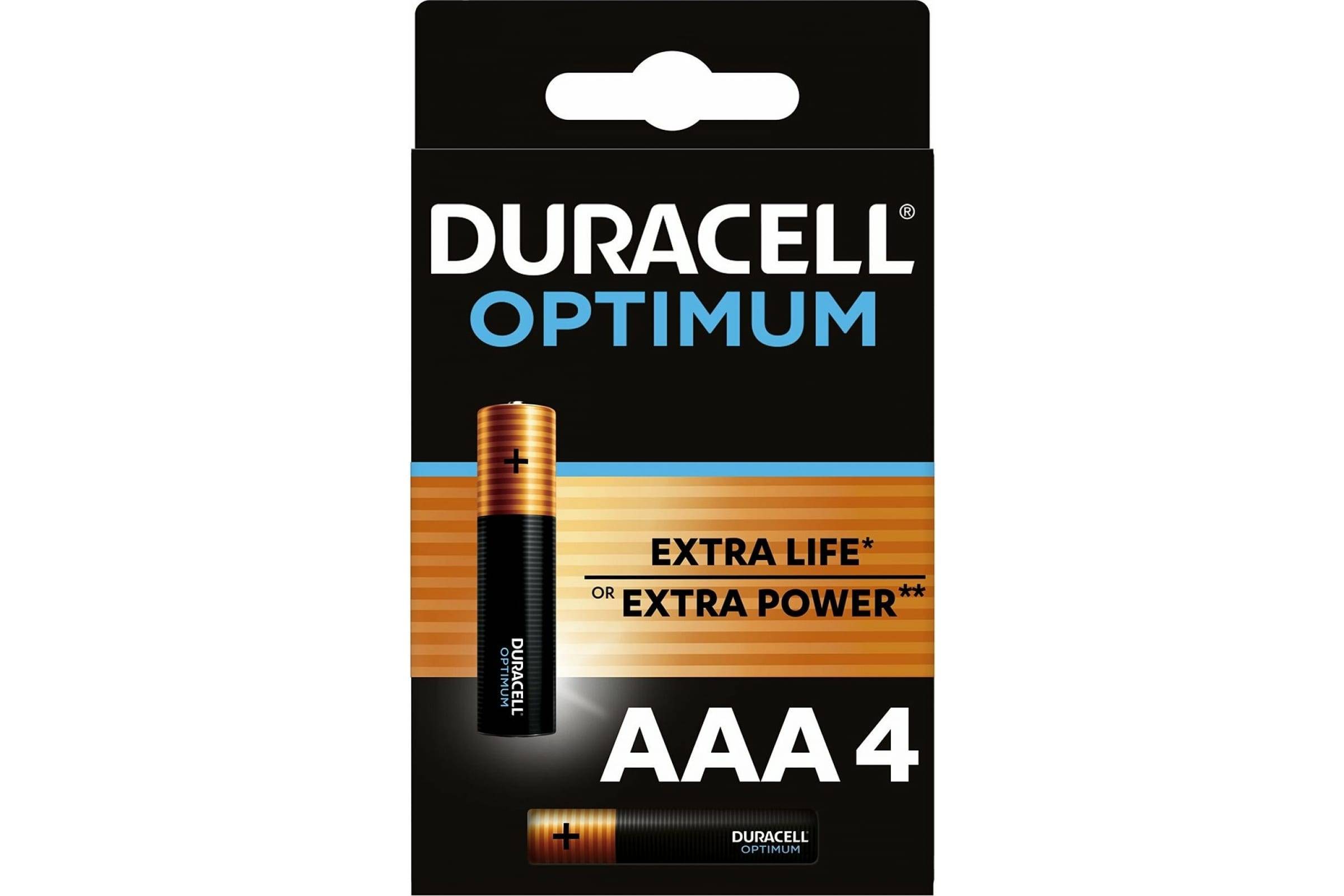 Батарейки Duracell 5014062 ААА алкалиновые 1,5v 4 шт. LR03-4BL Optimum