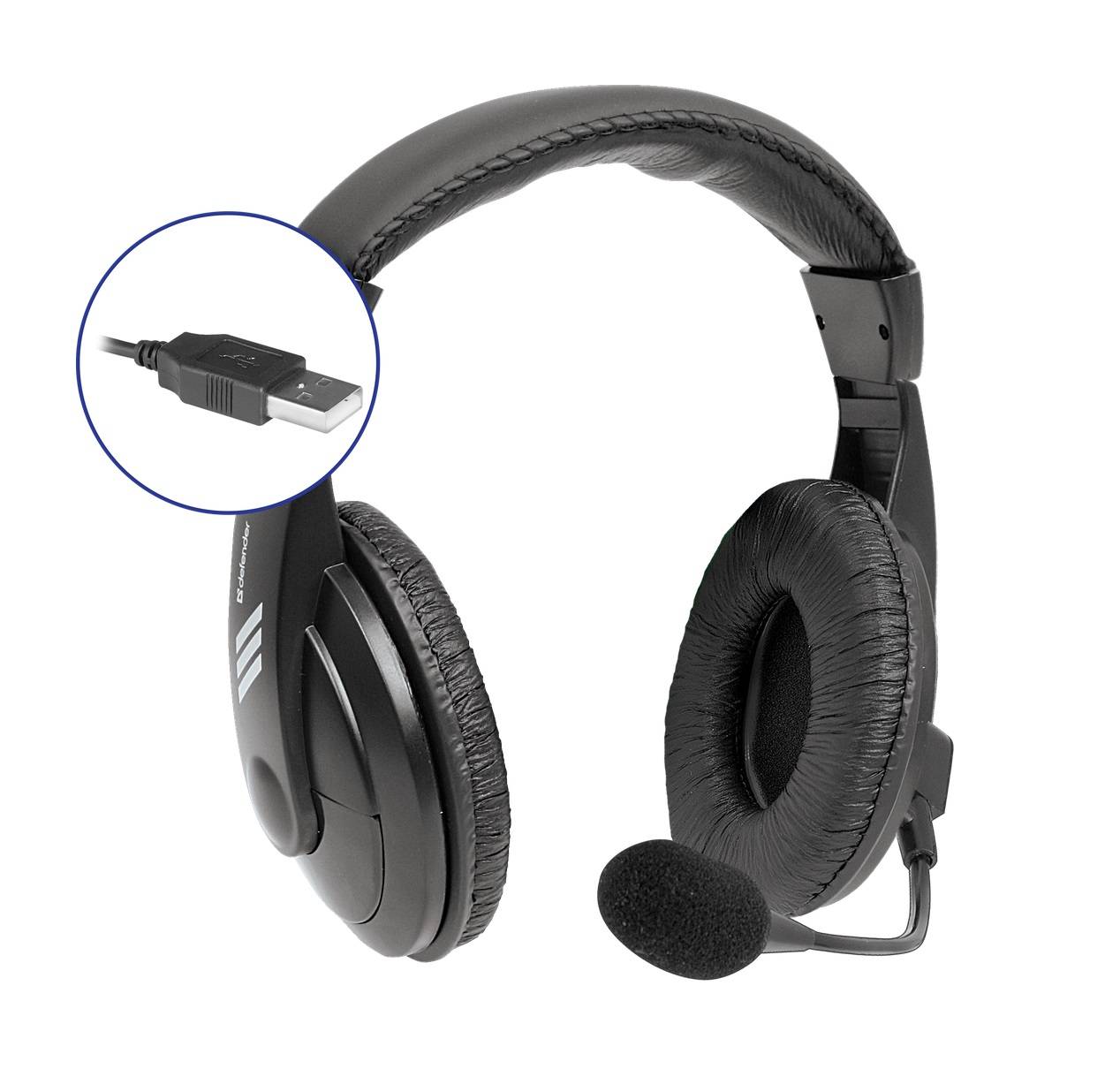 Defender Компьютерная гарнитура Gryphon 750U USB, закрытые 40 мм, регулятор громкости, кабель - 1,8 м, черный. - картинка товара Defender Компьютерная гарнитура Gryphon 750U USB, закрытые 40 мм, регулятор громкости, кабель - 1,8 м, черный. - купить с доставкой по России