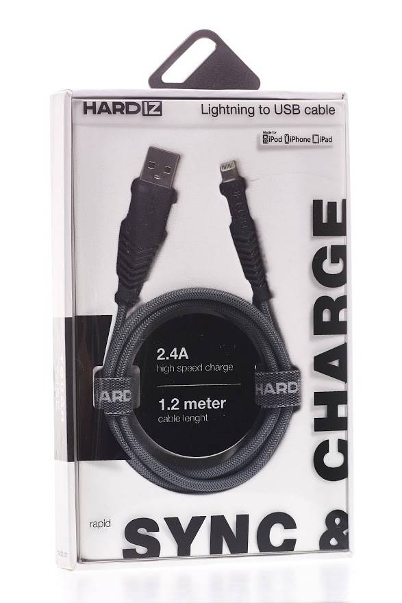 HARDIZ Кабель Lightning на USB 2.0 MFI высококачественная нейлоновая оплетка, 1,2 метра, Space Gray.