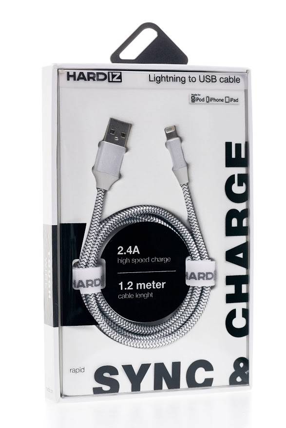 HARDIZ Кабель Lightning на USB 2.0 MFI высококачественная тетроновая оплетка, 1,2 метра, Silver.