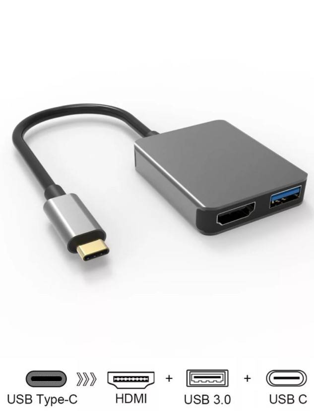 Aдаптер USB3.1 Type-CM—>HDMI A(f) 4K@60 Hz+USB3.0+PD Charging, Aluminum Shell,VCOM 