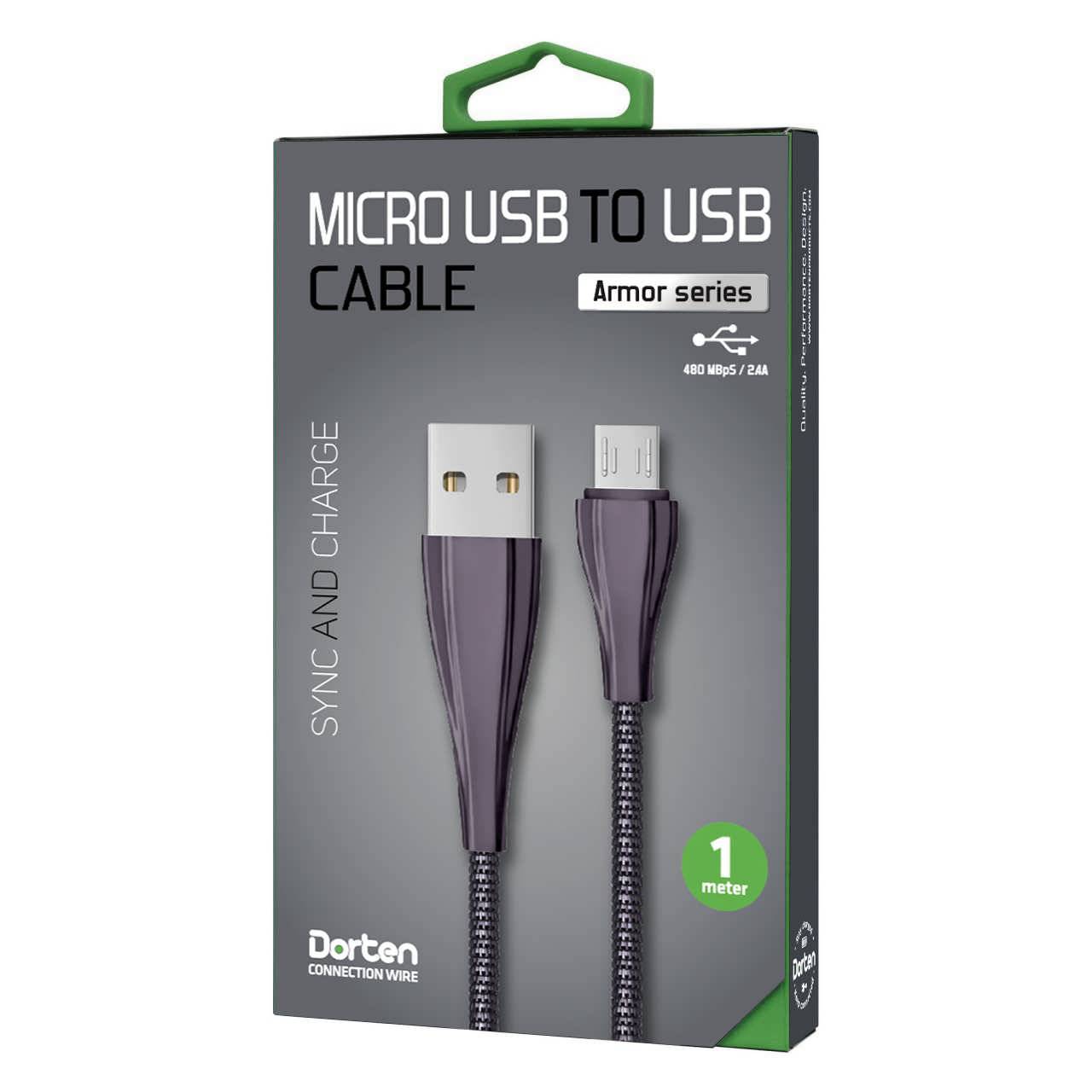 Dorten Кабель Micro USB Armor Series, 1 метр, Black