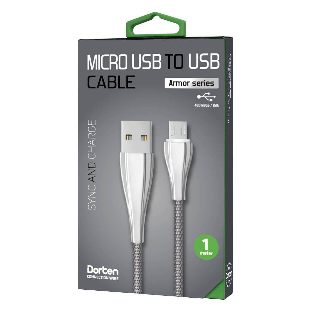 Dorten Кабель Micro USB Armor Series, 1 метр, Silver