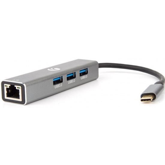 Кабель USB Type-Cm --> концентратор 3 port USB3.0 + microUSB Bf + LAN VCOM  - купить с доставкой по России