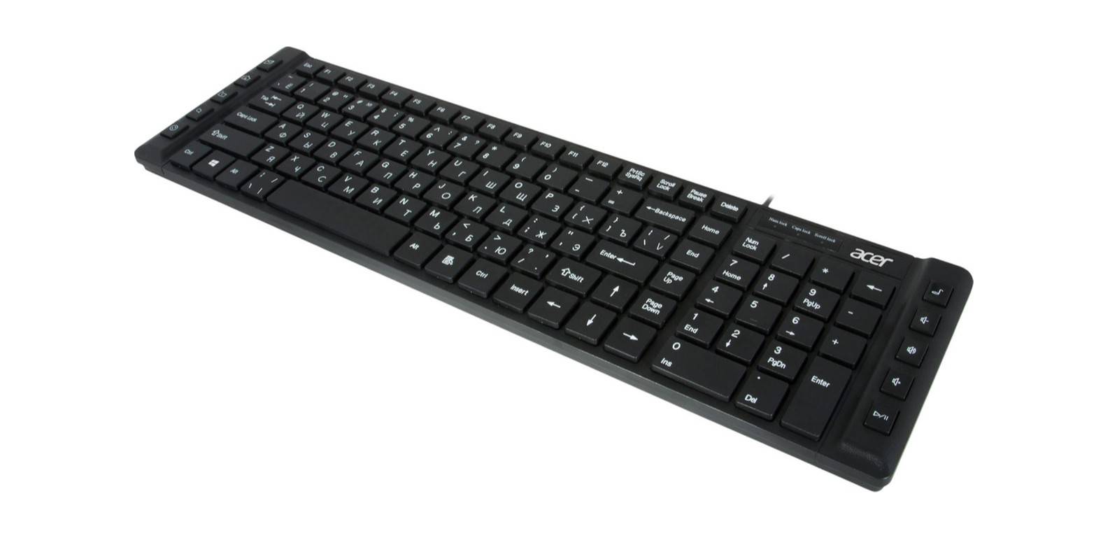 Acer Клавиатура OKW010 черный USB Slim Multimedia