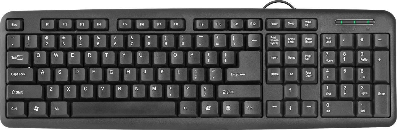 Defender Проводная клавиатура Defender HB-420 RU, полноразмерная, 3 клавиши управления питанием, чёрный, USB.