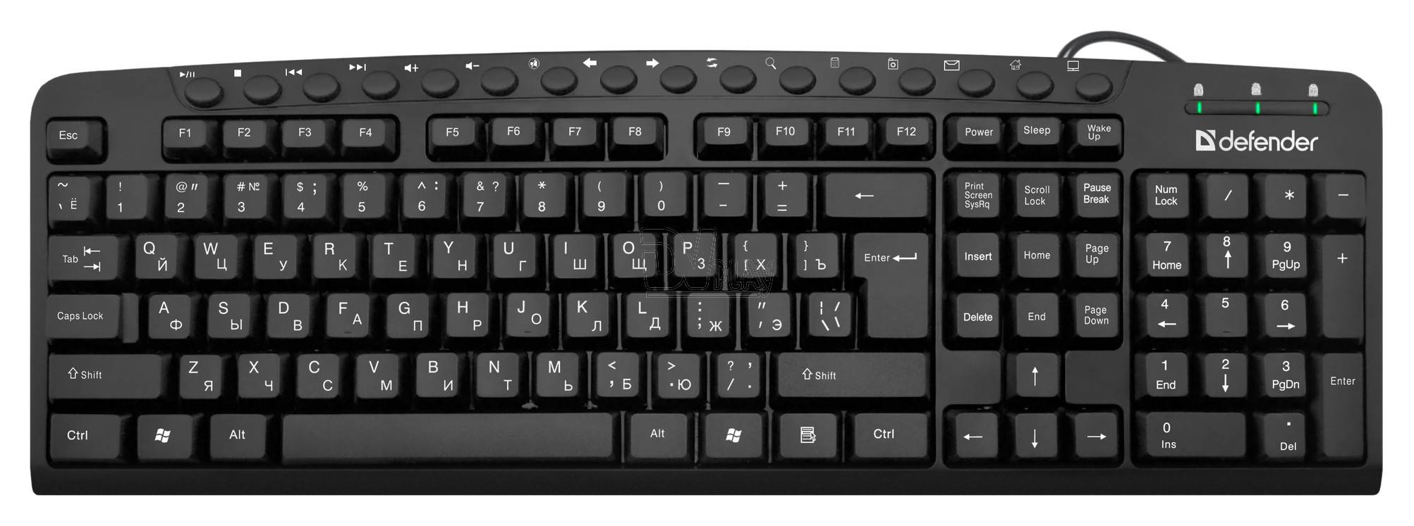 Defender Проводная клавиатура Focus HB-470 RU,черный, мультимедиа, USB.