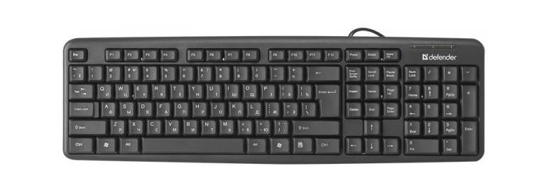 Клавиатура проводная Defender Element HB-520 / 104+3 доп. клав. / классическая раскладка / черный, PS/2.