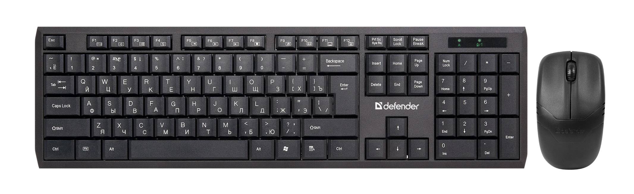 Комплект беспроводной Defender Harvard C-945 Black / компактный / 12 доп функций / 800/1200/1600 Dpi / черный.