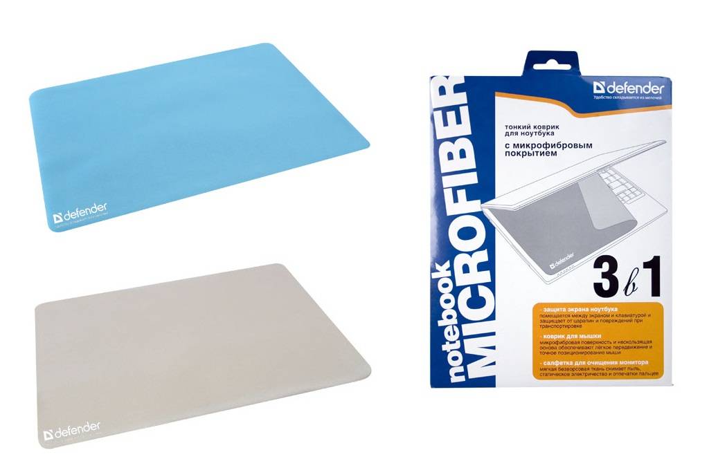 Коврик Defender тканевый Notebook Microfiber (300х225х1.2 мм), серый и голубой.