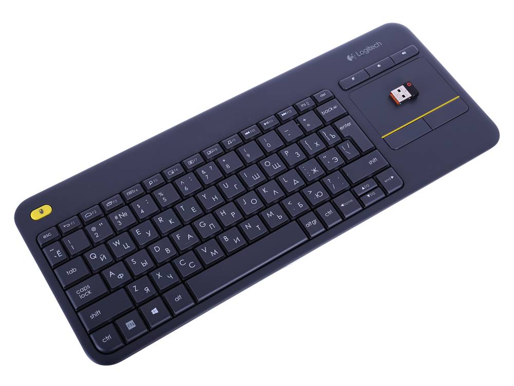 Клавиатура беспроводная Logitech K400 Plus (DARK, с сенсорной панелью, приемник Unifying, 2 батареи типа AA)