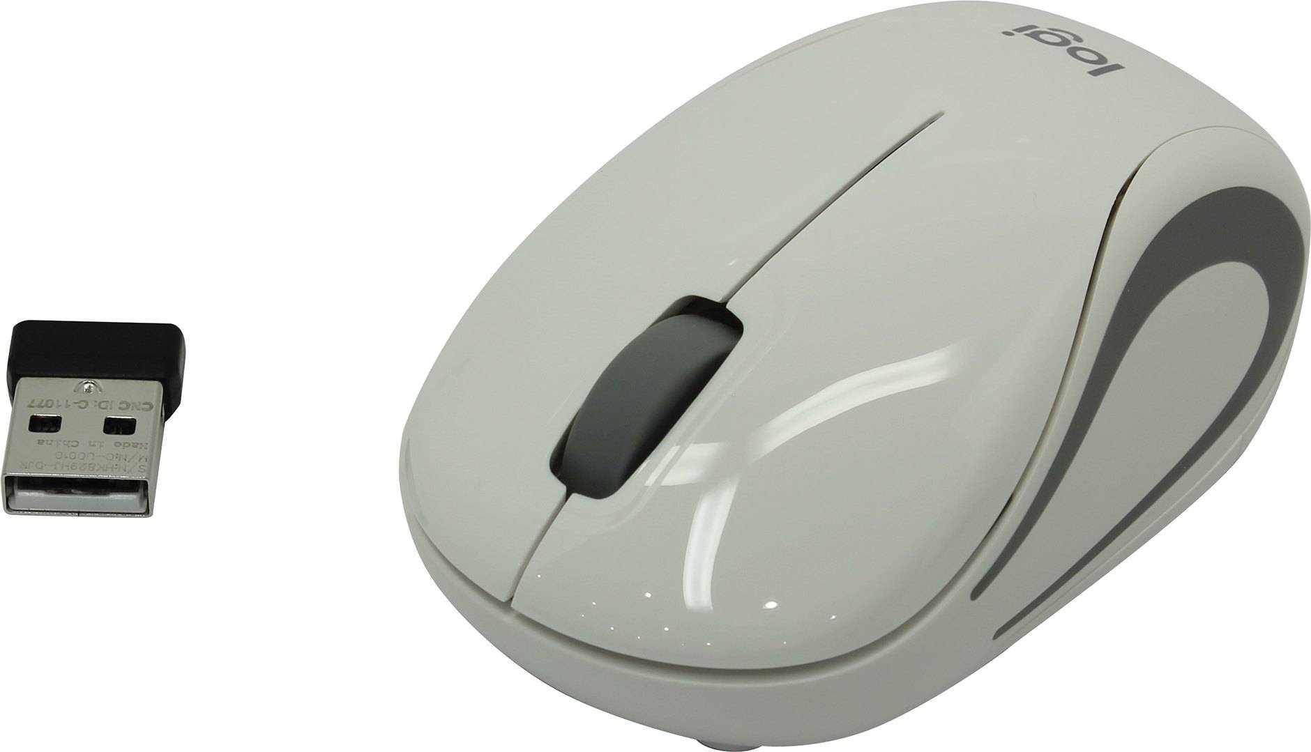 Logitech Мышь беспроводная M187 Mini Mouse, White (белая, оптическая, 1000dpi, 2.4 GHz/USB-ресивер, сверхпортативная)