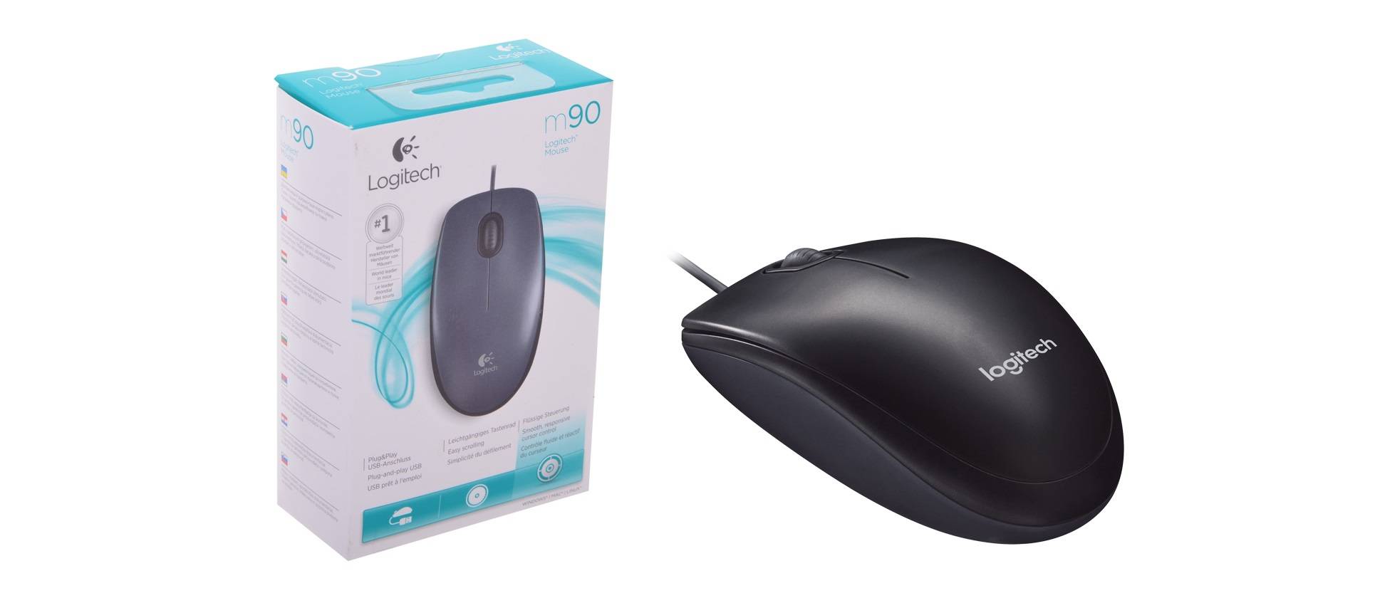 Logitech Мышь проводная M90 Grey, оптическая светодиодная, 1000 Dpi, USB, серый.