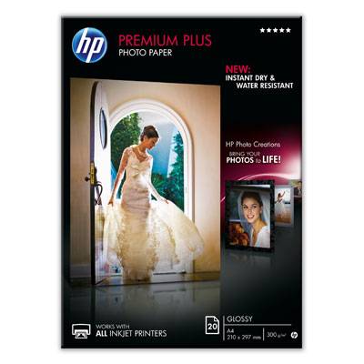 Фотобумага HP Premium Plus Высококачественная Глянцевая, 300 г/м2, A4 (21X29,7)/20л.