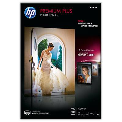 Фотобумага HP Premium Plus Высококачественная Глянцевая,300г/м2, A3(29,7X42)/20л.