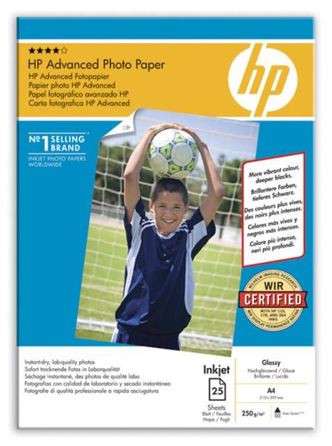 Фотобумага HP Улучшенная Глянцевая, 250 г/м, A4(21×29,7)/25л.
