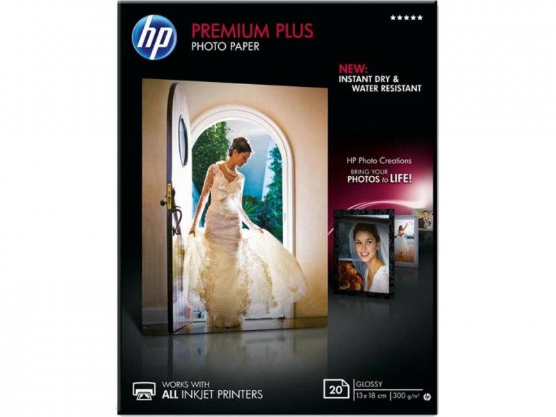 Фотобумага HP высококачественная, глянцевая  300 г/м2  20л  13 X 18 см