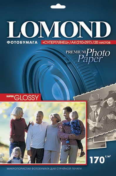 Фотобумага Lomond суперглянцевая (1101101), Super Glossy, A4, 170 г/м2, 20 л. - купить с доставкой по России