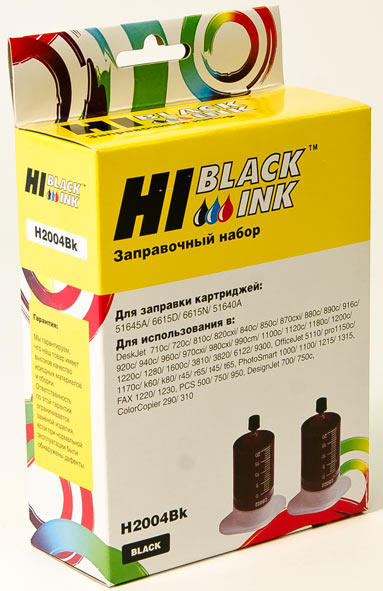 Заправочный набор Hi-Black для HP 51645A/C6615A/51640A, Bk, 2×20 мл.