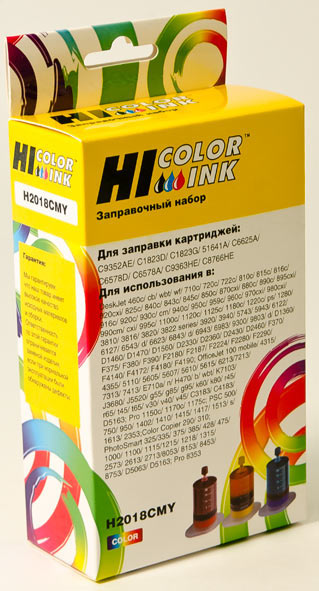 Заправочный набор Hi-Black для HP C6578A/C1823D/C6625AE/C6657A/C8728A/C9352AE, Col, 3×20мл