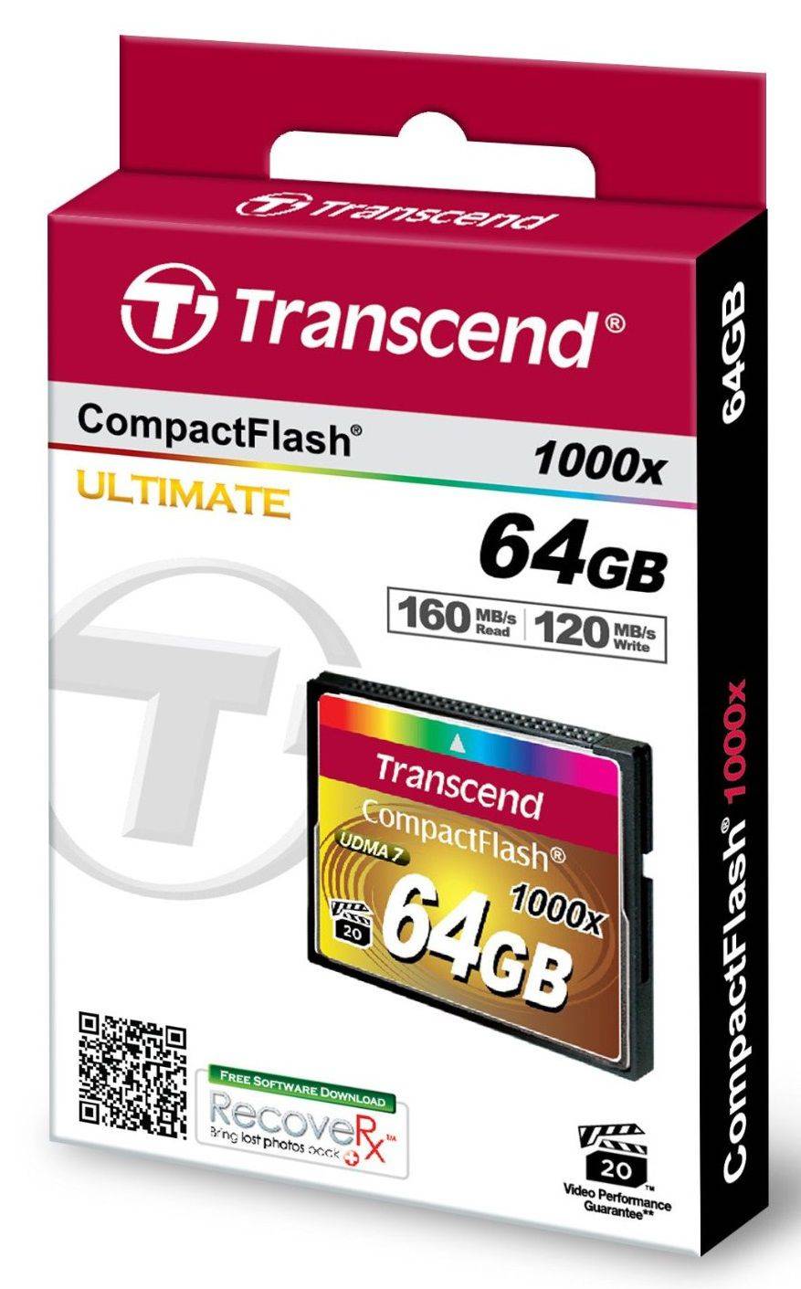 Флеш карта CF 64GB Transcend, 1000X