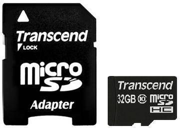 Флеш карта MicroSD 32GB Transcend MicroSDHC Class 10 (SD адаптер)