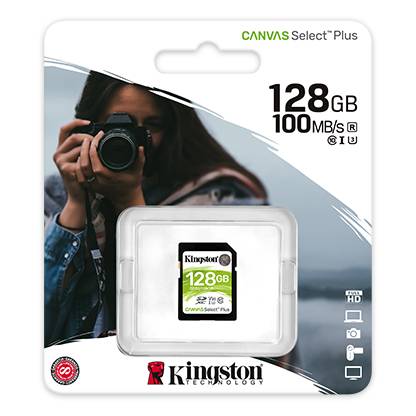 Флеш карта SD 128GB Kingston SDXC Class 10 UHS-I U3 V30  Canvas Select Plus 100Mb/s