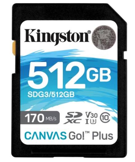 Флеш карта SD 512GB Kingston SDXC Class 10 UHS-I U3 V30 Canvas Go Plus 170MB/s