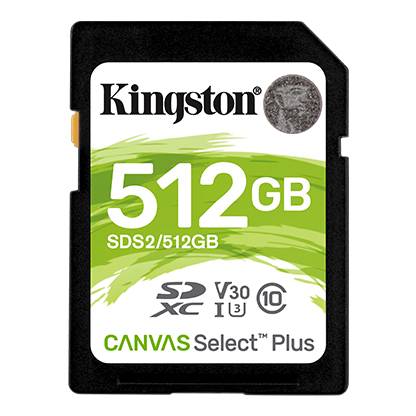 Флеш карта SD 512GB Kingston SDXC Class 10 UHS-I U3 V30 Canvas Select Plus 100Mb/s