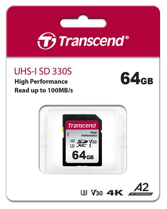Флеш карта SD 64GB Transcend SDXC UHS-I U3, V30, U3, A2, 100/60 MB/s
