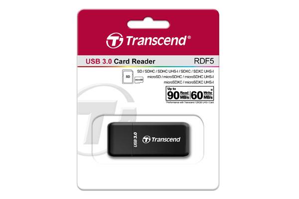 Устройство чтения/записи флеш карт Transcend RDF5, SD/microSD, USB 3.0, Черный