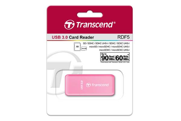 Устройство чтения/записи флеш карт Transcend RDF5, SD/microSD, USB 3.0, Розовый