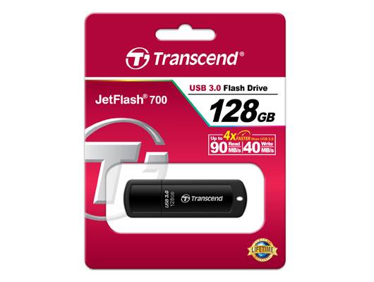 Флеш накопитель 128GB Transcend JetFlash 700 USB 3.0, Черный
