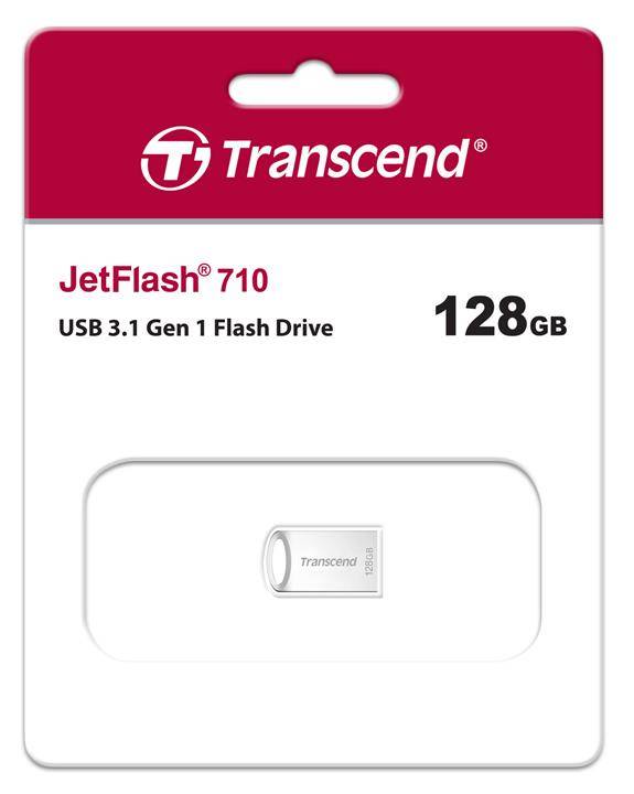 Флеш накопитель 128GB Transcend JetFlash 710, USB 3.1 Gen 1, Металл Серебро