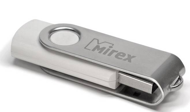 Флеш накопитель 16GB Mirex Swivel, USB 2.0, Белый