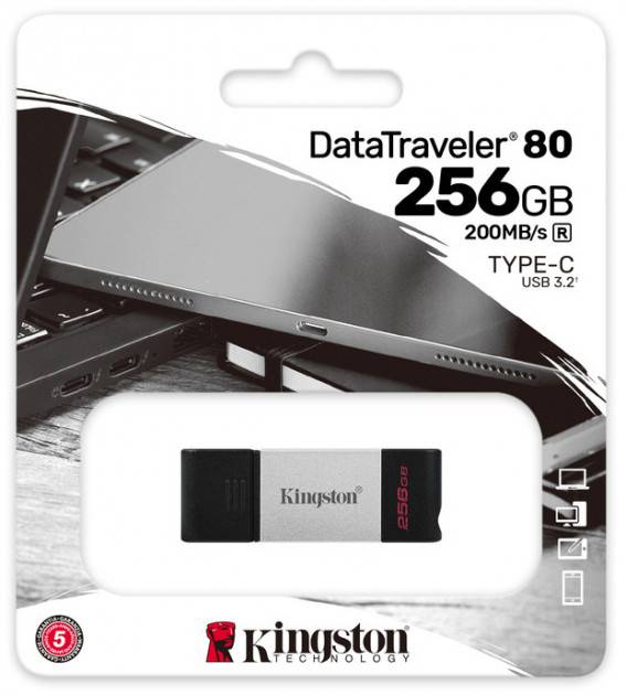 Флеш накопитель 256GB Kingston DataTraveler 80, USB 3.2 Type-C