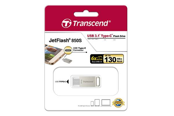 Флеш накопитель 64GB Transcend JetFlash 850, USB Type-C (3.1), OTG, Серебряный