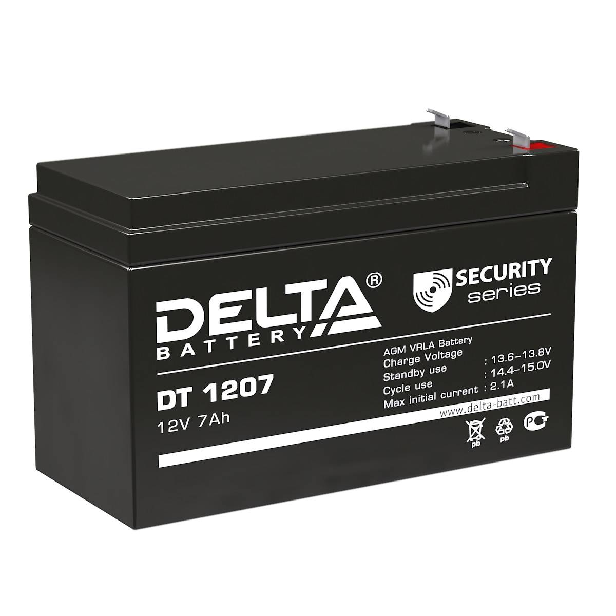 Аккумуляторная батарея Delta DT 1207 напряжение 12В, емкость 7Ач (151х65х102mm)