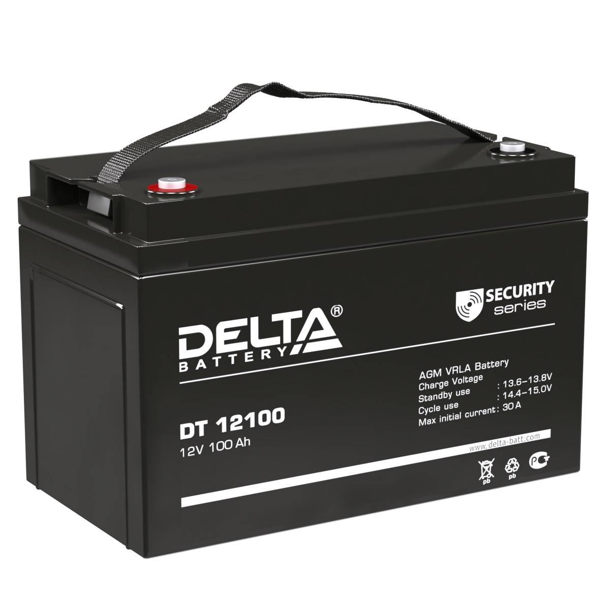 Аккумуляторная батарея Delta DT 12100 напряжение 12В, емкость 100Ач (330х173х220mm)