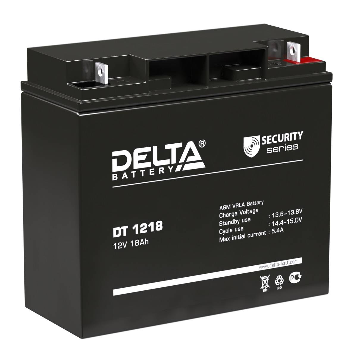 Аккумуляторная батарея Delta DT 1218 напряжение 12В, емкость 18Ач (181х76х168mm)