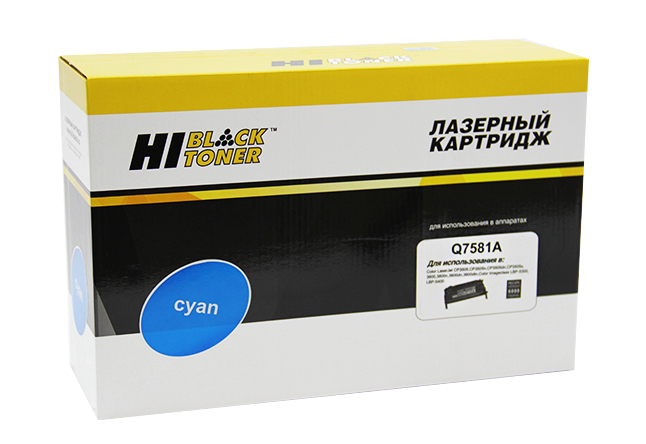 Картридж Hi-Black (HB-Q7581A) для HP CLJ 3800/CP3505/Canon MF8450, Восстановленный, C, 6K - купить с доставкой по России