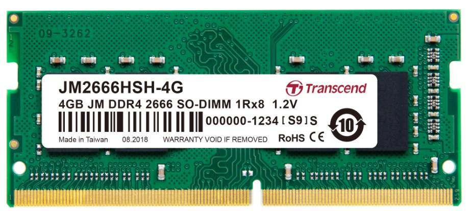 Модуль памяти Transcend 4GB SO-DIMM DDR4, 2666МГц, 1Rx8, 1.2V
