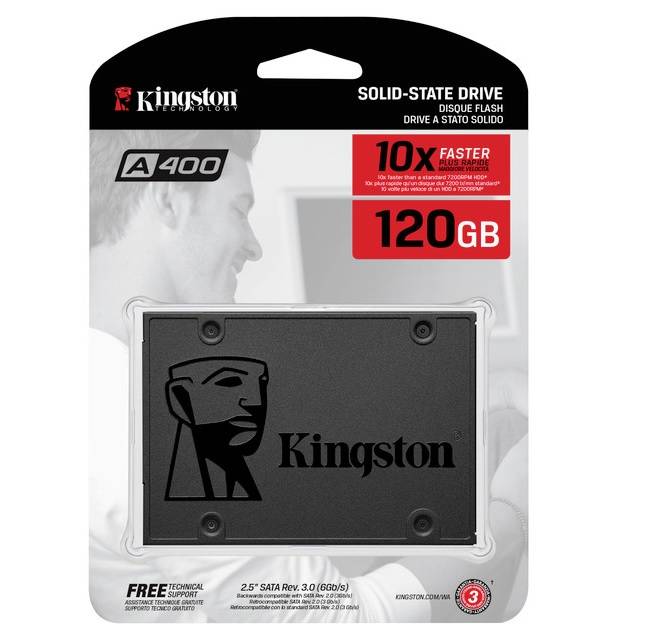 Твердотельный диск 120GB Kingston SSDNow A400, 2.5″, SATA III, TLC [R/W — 500/320 MB/s]
